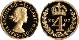 GREAT BRITAIN. Four Piece Maundy Set in Gold, 2002. All NGC PROOF-70 ULTRA CAMEO.

KM-898A/-899A/-901A/-902A. Struck in gold for Elizabeth II's Gold...