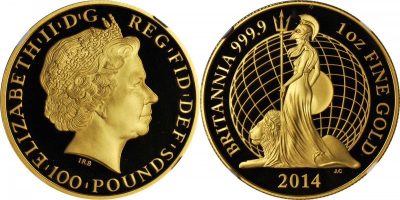 GREAT BRITAIN. Britannia Five Piece Gold Proof Set, 2014. All NGC PROOF-70 ULTRA...