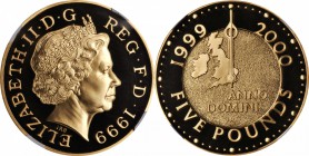 GREAT BRITAIN. 5 Pounds, 1999. NGC PROOF-70 ULTRA CAMEO.

Fr-445a; S-4552; KM-1006b. Struck to celebrate the upcoming new millennium with a mintage ...