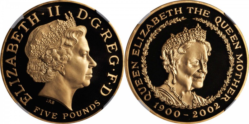 GREAT BRITAIN. 5 Pounds, 2002. NGC PROOF-70 ULTRA CAMEO.

Fr-456b; S-4556; KM-...