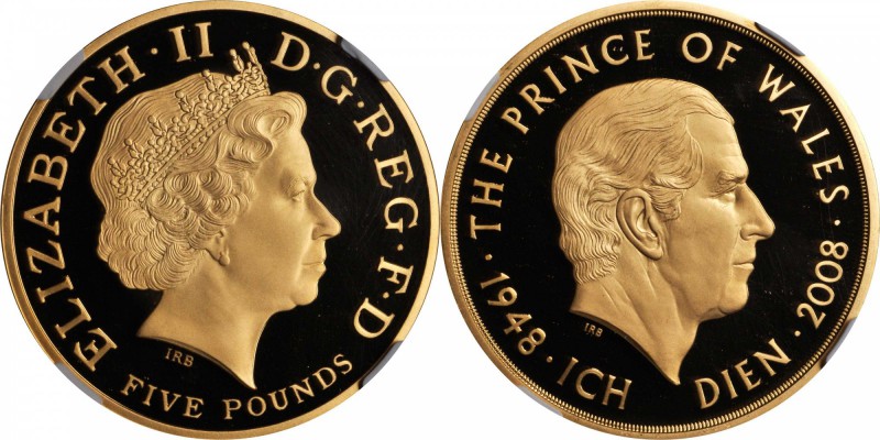GREAT BRITAIN. 5 Pounds, 2008. NGC PROOF-69 ULTRA CAMEO.

Fr-506; S-4564. Stru...