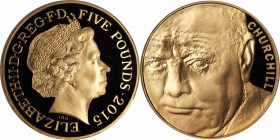 GREAT BRITAIN. 5 Pounds, 2015. PCGS PROOF-70 DEEP CAMEO Gold Shield.

Fr-561. Struck for the 50th Anniversary of the death of Winston Churchill with...