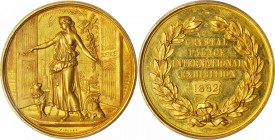 GREAT BRITAIN. Crystal Palace International Exhibition Award Gold Medal, 1882. PCGS SP-62 Gold Shield.

40 mm; 44.6 gms. Obverse of Eimer-1487. Stru...