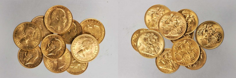 GREAT BRITAIN. 20th Century 1/2 & 1 Sovereigns, 1901-57. ALMOST UNCIRCULATED to ...