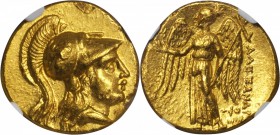 MACEDON. Kingdom of Macedon. Alexander III (the Great), 336-323 B.C. AV Stater (8.58 gms), Ake Mint, Year 26 (ca. 321/0 B.C.). NGC MS, Strike: 5/5 Sur...