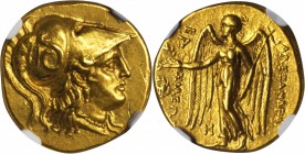 MACEDON. Kingdom of Macedon. Alexander III (the Great), 336-323 B.C. AV Stater (8.56 gms), Babylon Mint, ca. 317-311 B.C. NGC Ch AU, Strike: 5/5 Surfa...