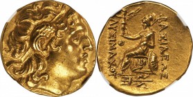 THRACE. Kingdom of Thrace. Lysimachos, 323-281 B.C. AV Stater (8.52 gms), Byzantium Mint. NGC Ch AU, Strike: 5/5 Surface: 3/5. Graffito.

Muller-152...