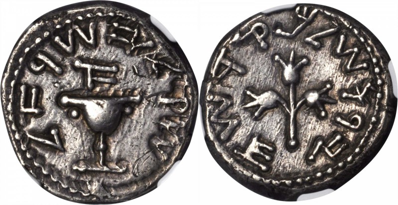 JUDAEA. First Jewish War, A.D. 66-70. AR Shekel (14.10 gms), Year 1 (A.D. 66-67)...