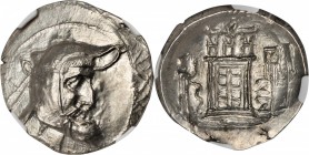 PERSIS. Autophradates I, 3rd Century B.C. AR Tetradrachm (16.72 gms). NGC MS, Strike: 4/5 Surface: 4/5.

cf.Sunrise-568. Helmeted and mustachioed po...