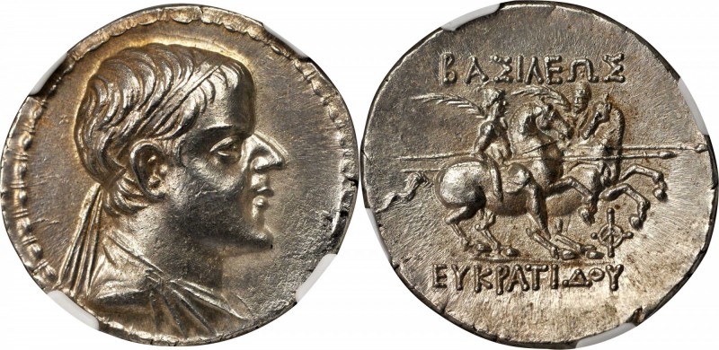 BAKTRIA. Kingdom of Baktria. Eucratides I, ca. 170-145 B.C. AR Tetradrachm (16.9...