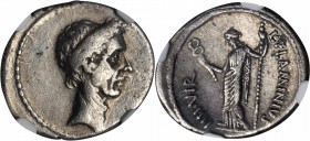 JULIUS CAESAR. AR Denarius (3.43 gms), Rome Mint, ca. August, 43 B.C. NGC Ch VF, Strike: 4/5 Surface: 3/5. Fine Style.

Cr-485/1; S-1423; Syd-1089. ...