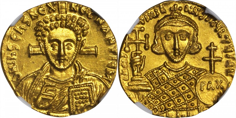 JUSTINIAN II, SECOND REIGN, 705-711. AV Solidus (4.48 gms), Constantinople Mint....