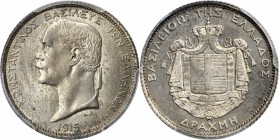 GREECE. Copper-Nickel Drachma Pattern (Essai), 1915. Paris Mint. PCGS SP-65 Gold Shield.

KM-E32; Karamitsos-T.86; Divo-P100var. (struck in copper-n...