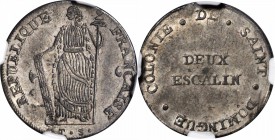 HAITI. 2 Escalin, ND (1802). NGC AU-58. WINGS Approved.

KM-22; Rudman-27; Maz-129; Gad-17. Magnificent quality for this extremely elusive type with...
