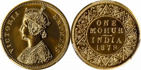 INDIA. Mohur, 1879. PCGS PROOF-65 Gold Shield.

Fr-1604; KM-496; S&W-6.7; Prid-16. Restrike. Sharply struck with brilliant hard flashy surfaces and ...