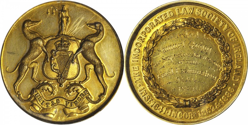 IRELAND. Law Society of Ireland Award Medal in Gold, 1906. PCGS Genuine Gold Shi...