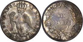 ISLE DE FRANCE. 10 Livres, 1810. PCGS AU-55.

KM-1; Lec-14. Reported mintage of 200,000 pieces according to Lecompte, but RARE in this high quality....