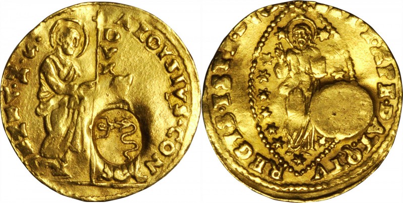 ITALY. Milan. Zecchino with Biscione Civic Countermark, ND. EXTREMELY FINE.

3...