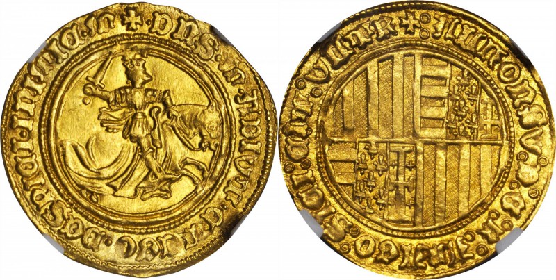 ITALY. Naples. Ducato e Mezzo (1-1/2 Ducat), ND (1442-58). Alfonso I (1442-58). ...