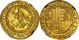 ITALY. Naples. Ducato e Mezzo (1-1/2 Ducat), ND (1442-58). Alfonso I (1442-58). NGC MS-63.

Fr-816; MIR-53; Biaggi-1662. 5.29 grams. Obverse: Armore...