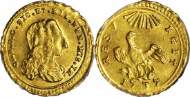 ITALY. Sicily. Oncia, 1737. Carlo di Borbone (1734-59). PCGS MS-65 Gold Shield.

Fr-887; KM-154; V-564. Stunning fresh with bright golden color and ...