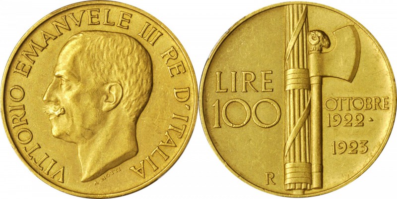 ITALY. Matte 100 Lire, 1923-R. Rome Mint. PCGS MS-61 Gold Shield.

Fr-30; KM-6...