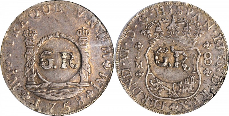 JAMAICA. 6 Shillings 8 Pence, ND (1758). George II (1727-60). PCGS EF-45 Gold Sh...