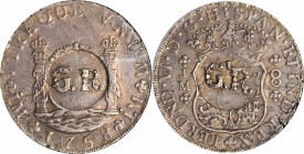 JAMAICA. 6 Shillings 8 Pence, ND (1758). George II (1727-60). PCGS EF-45 Gold Shield.

KM-8.5. Act of 18 November 1758. Central floral "GR" counterm...