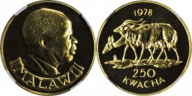 MALAWI. 250 Kwacha, 1978. NGC MS-64.

Fr-2; KM-17. Conservation Series issue featuring the Nyala Antelope with a mintage of 566 pieces. Brilliant an...