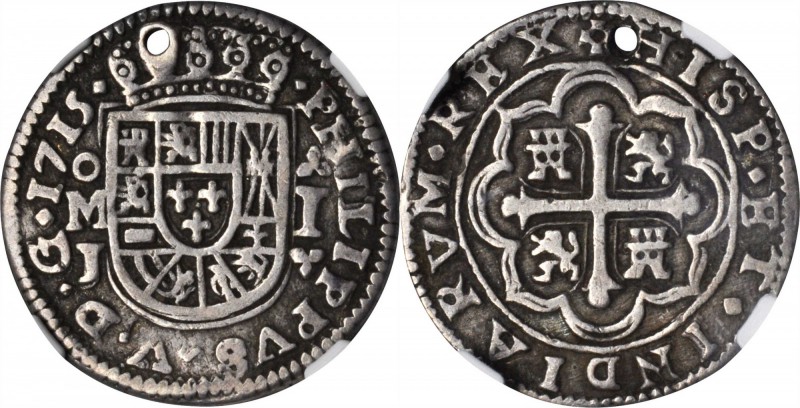 MEXICO. Real Royal, 1715-Mo J. Mexico City Mint. Philip V (1700-46). NGC VF Deta...