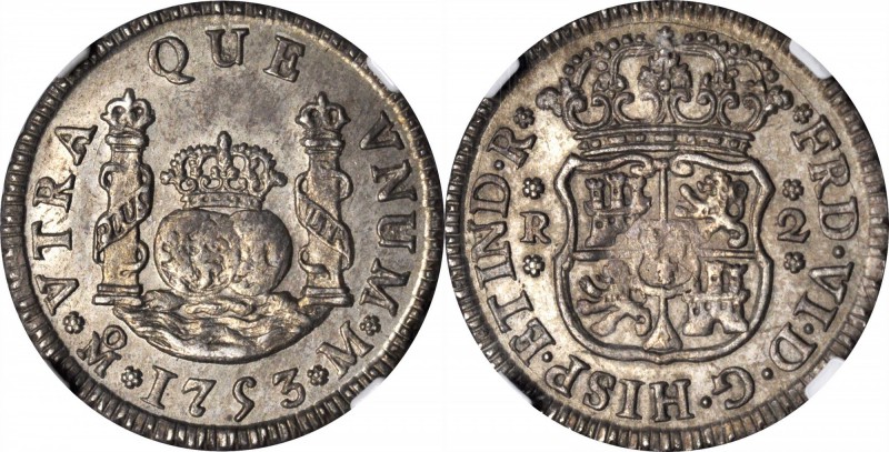 MEXICO. 2 Reales, 1753-Mo M. Mexico City Mint. Ferdinand VI (1746-59). NGC MS-63...