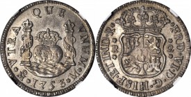 MEXICO. 2 Reales, 1753-Mo M. Mexico City Mint. Ferdinand VI (1746-59). NGC MS-63.

KM-86.1; Yonaka-M2-53; Gil-M-2-26; Cayon-10406. Minimally handled...