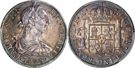 MEXICO. 8 Reales, 1776-Mo FM. Mexico City Mint. Charles III (1759-88). PCGS AU-55 Gold Shield.

KM-106.2; FC-57; El-82; Cal-type-103#921. Wholly cha...
