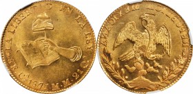 MEXICO. 8 Escudos, 1871-Ca MM. Chihuahua Mint. NGC MS-62.

Fr-67; KM-383.1. Last year for the issue. High end for the grade with tremendous detail l...
