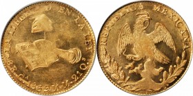 MEXICO. 8 Escudos, 1869-Ca MM. Chihuahua Mint. PCGS MS-62.

Fr-67; KM-383.1. Impressively preserved with superb reflectivity and few observed marks ...