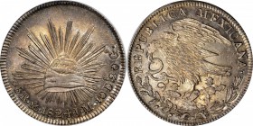 MEXICO. Hookneck 8 Reales, 1824-Mo JM. Mexico City Mint. PCGS MS-64 Gold Shield.

KM-A376.2; HO-MO18/MR18. "Hookneck" type. Among the finest strikes...
