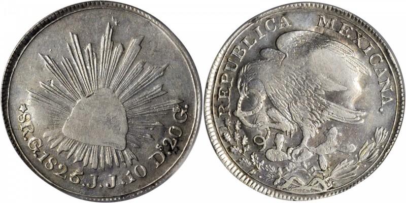 MEXICO. 8 Reales, 1825/4-Go JJ/JM. Guanajuato Mint. PCGS VF-25 Gold Shield.

K...
