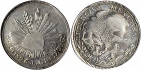 MEXICO. 8 Reales, 1825/4-Go JJ/JM. Guanajuato Mint. PCGS VF-25 Gold Shield.

KM-A376.1; HO-GO8/GR8; DP-Go02. "Hookneck". VERY RARE variety with trac...