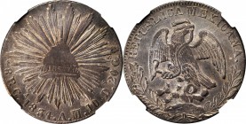 MEXICO. 8 Reales, 1834-Ca AM. Chihuahua Mint. NGC AU-55.

KM-377.2; DP-Ca05. A premium example of this issue, noted as "Rare" by Resplandores, with ...
