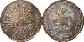 MEXICO. 8 Reales, 1846-C CE. Culiacan Mint. NGC MS-61.

KM-377.3; DP-Cn01. Dot after G variety. RARE first date from the Culiacan mint and the secon...