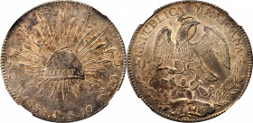 MEXICO. 8 Reales, 1858-Pi PS. San Luis Potosi Mint. NGC AU-58.

KM-377.12; DP-Pi38. VERY RARE date, older die style. Impressive quality for this sel...