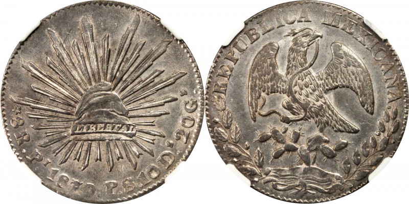 MEXICO. 8 Reales, 1870-Pi PS. San Luis Potosi Mint. NGC MS-61.

KM-377.12; DP-...