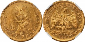 MEXICO. 10 Pesos, 1889-Zs Z. Zacatecas Mint. NGC MS-61.

Fr-138; KM-413.9. Fully struck with bright gleam surrounding the raised designs and moderat...