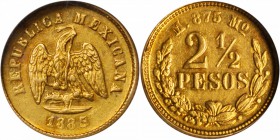 MEXICO. 2-1/2 Pesos, 1885-Mo M. Mexico City Mint. NGC AU-58.

Fr-148; KM-411.5. VERY RARE date, only 3 examples have been certified by NGC and PCGS ...