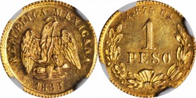 MEXICO. Peso, 1888-Ca/Mo M. Chihuahua Mint. NGC MS-62.

Fr-159; KM-410.1. The only gold Peso issue from the Chihuahua Mint with a mintage of only 10...