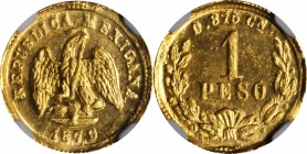 MEXICO. Peso, 1879-Cn D. Culiacan Mint. NGC MS-62.

Fr-160; KM-410.2. A crudely produced RARE date which displays several areas of incompleteness ar...