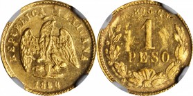 MEXICO. Peso, 1886/4-Cn M. Culiacan Mint. NGC Unc Details--Reverse Scratched.

Fr-160; KM-410.2. From a mintage of only 277 pieces. Well struck with...