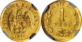 MEXICO. Peso, 1876-Ho F. Hermosillo Mint. NGC MS-61.

Fr-162; KM-410.4. Second year of a three year type. Entirely original, possessing delightful c...