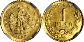 MEXICO. Peso, 1888-Ho G. Hermosillo Mint. NGC MS-63.

Fr-162; KM-410.4. Final year of a three year type. Sharp in the centers with few marks over th...