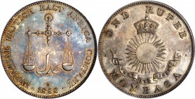 MOMBASA. Five Piece Denomination Set, 1890 & 1888. All PCGS certified.

1) 1888-CM Pice, PCGS MS-63RB, KM-1.2, medium letters variety. 2) 1890-H 2 A...